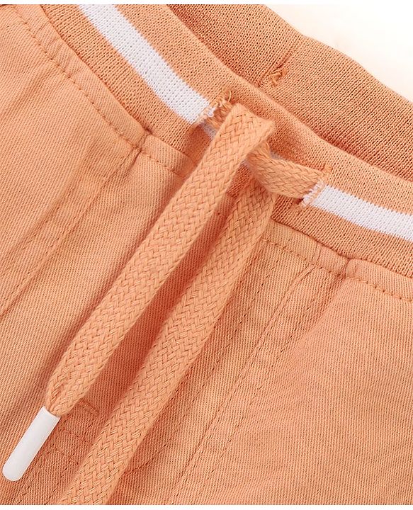 Babyhug Cotton Spandex Woven Knee Length Text Printed Shorts - Orange