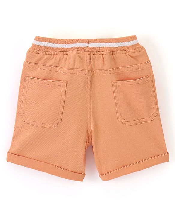 Babyhug Cotton Spandex Woven Knee Length Text Printed Shorts - Orange