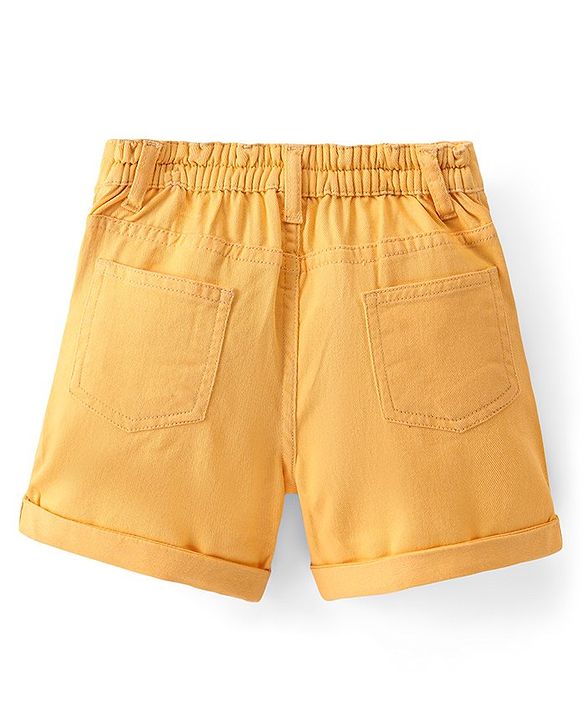 Babyhug Twill Woven Mid Thigh Shorts Text Print - Yellow