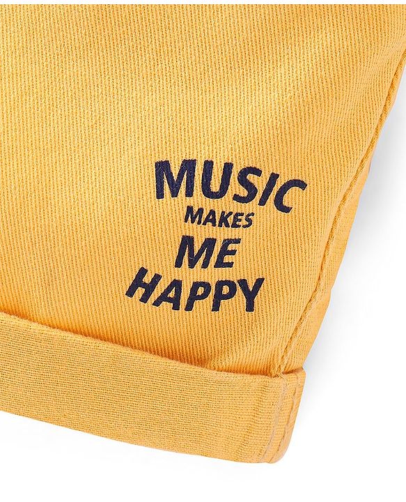 Babyhug Twill Woven Mid Thigh Shorts Text Print - Yellow