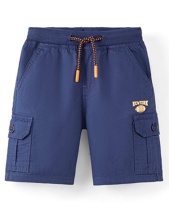 Babyhug Cotton Knee Length Bermuda Solid Colour - Navy Blue