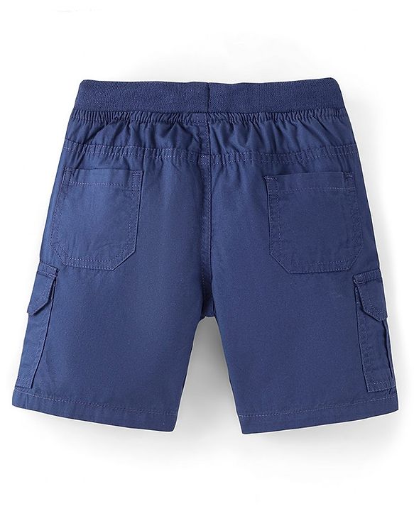 Babyhug Cotton Knee Length Bermuda Solid Colour - Navy Blue