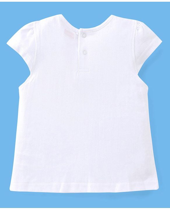 Babyhug 100% Cotton Knit Floral Print Dungaree with Half Sleeves Inner Tee - White & Lilac