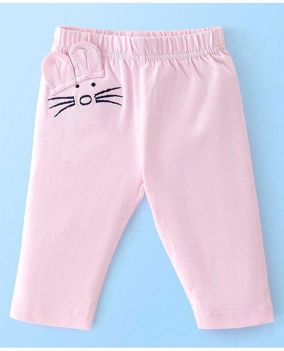Babyhug Cotton Lycra Three Fourth Leggings Dot & Star Print Pack of 3 - Blue Pink & Peach