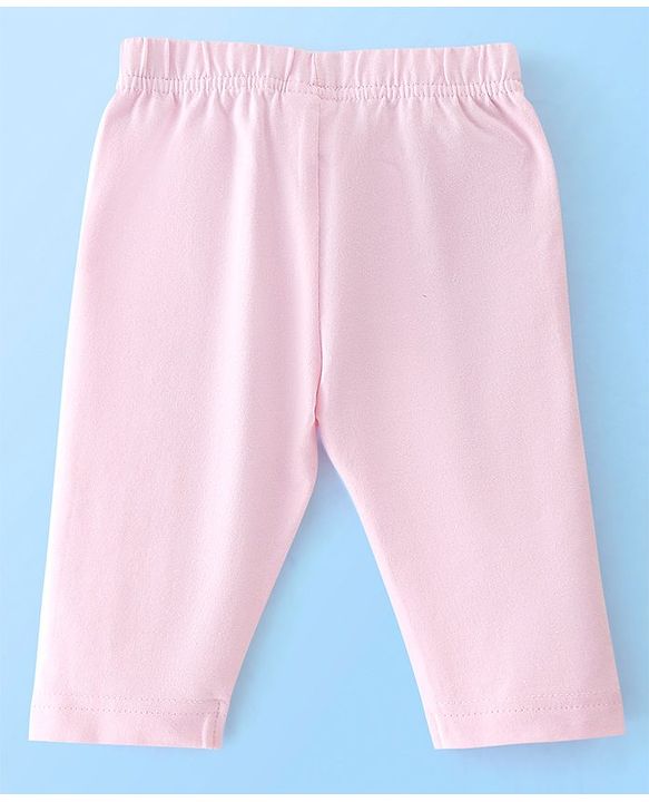 Babyhug Cotton Lycra Three Fourth Leggings Dot & Star Print Pack of 3 - Blue Pink & Peach