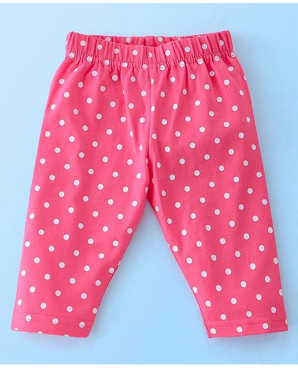 Babyhug Cotton Lycra Three Fourth Leggings Dot & Star Print Pack of 3 - Blue Pink & Peach