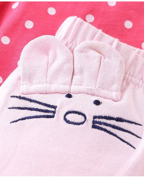 Babyhug Cotton Lycra Three Fourth Leggings Dot & Star Print Pack of 3 - Blue Pink & Peach