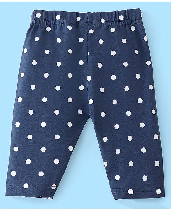 Babyhug Cotton Lycra Three Fourth Length Leggings Heart & Floral Print Pack Of 3- Red White & Blue