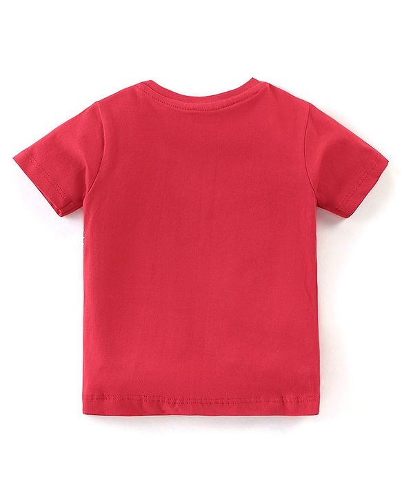 Babyhug Cotton Knit Half Sleeves Night Suit Guitar Print - Red
