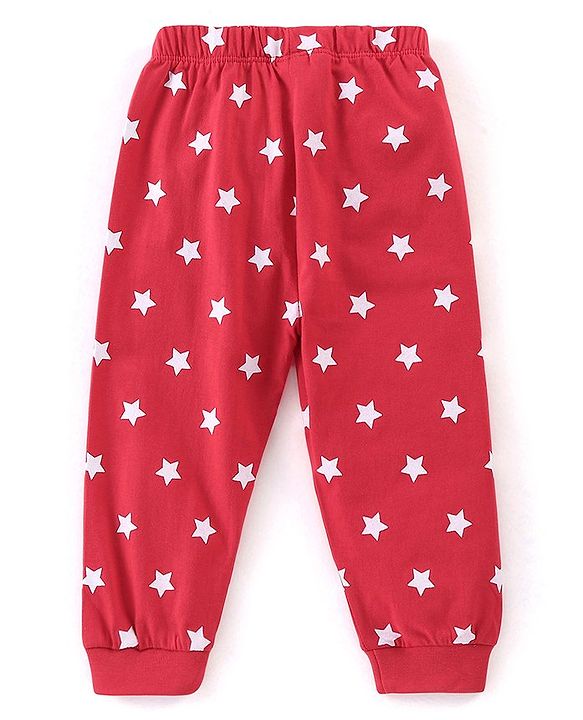 Babyhug Cotton Knit Half Sleeves Night Suit Guitar Print - Red