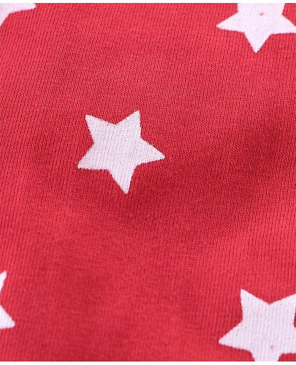 Babyhug Cotton Knit Half Sleeves Night Suit Guitar Print - Red