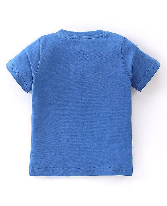 Babyhug Cotton Knit Half Sleeves Night Suit with Star Print - Blue