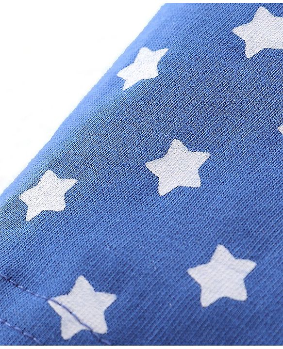 Babyhug Cotton Knit Half Sleeves Night Suit with Star Print - Blue