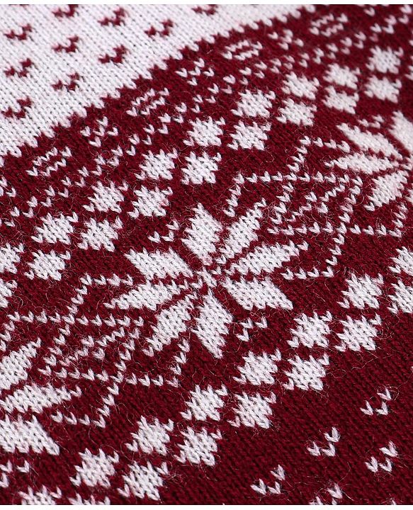Babyhug Knit Full Sleeves Sweater Set Damask Design - Maroon