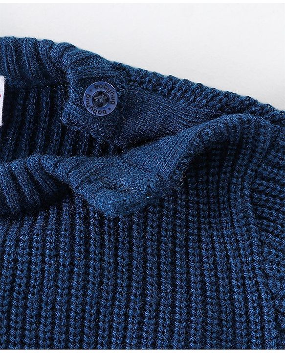 Babyhug Full Sleeves Sweater Set Striped - Navy Blue