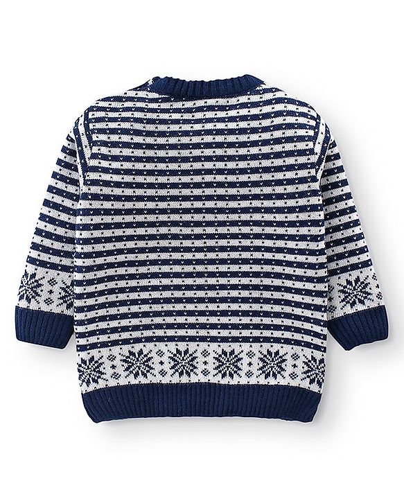 Babyhug Full Sleeves Striped Sweater with Pants Set - Navy Blue