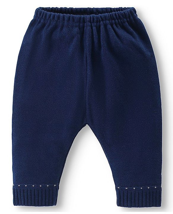 Babyhug Full Sleeves Striped Sweater with Pants Set - Navy Blue
