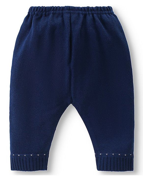 Babyhug Full Sleeves Striped Sweater with Pants Set - Navy Blue