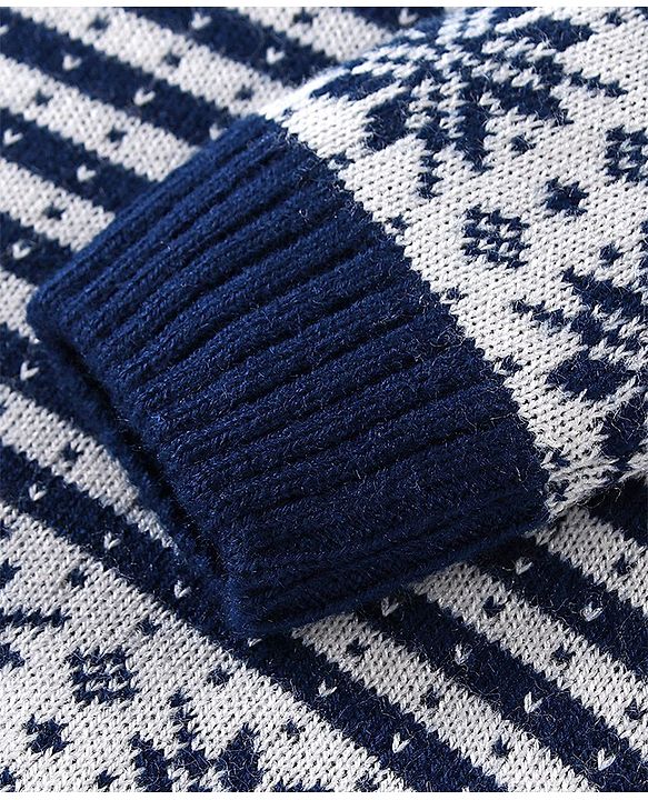 Babyhug Full Sleeves Striped Sweater with Pants Set - Navy Blue