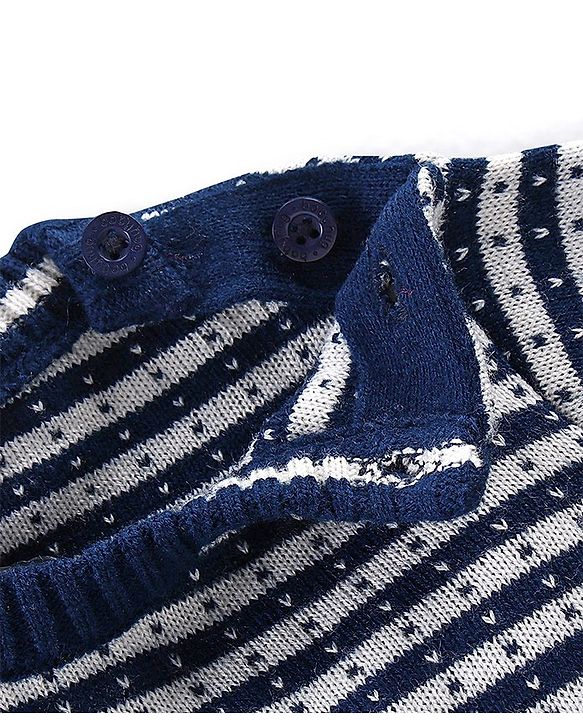 Babyhug Full Sleeves Striped Sweater with Pants Set - Navy Blue