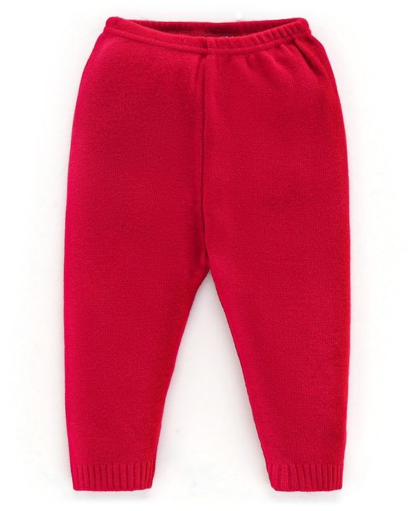Babyhug Knit Full Sleeves Sweater Set Animal Design - Red