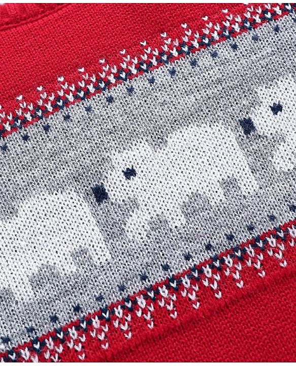 Babyhug Knit Full Sleeves Sweater Set Animal Design - Red