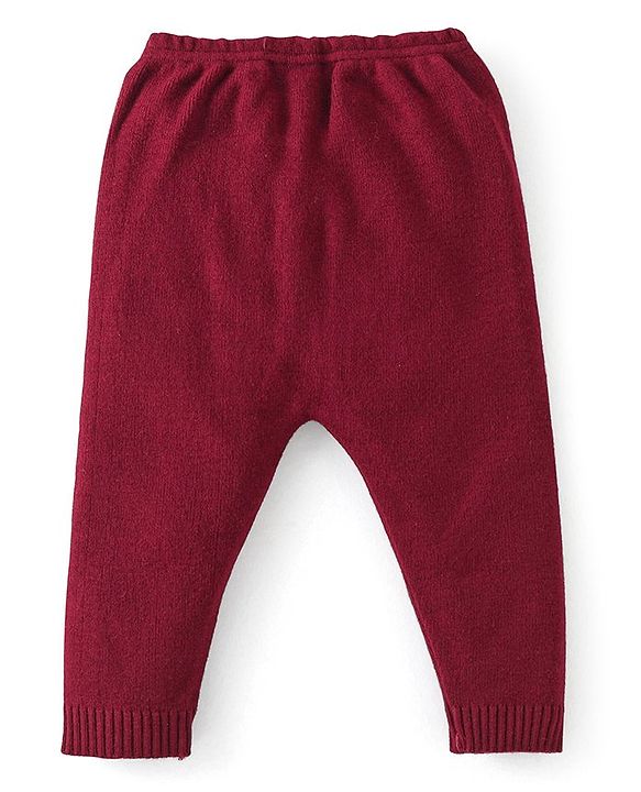 Babyhug Knit Full Sleeves Sweater Set Damask Design - Maroon