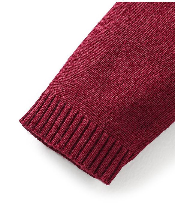 Babyhug Knit Full Sleeves Sweater Set Damask Design - Maroon