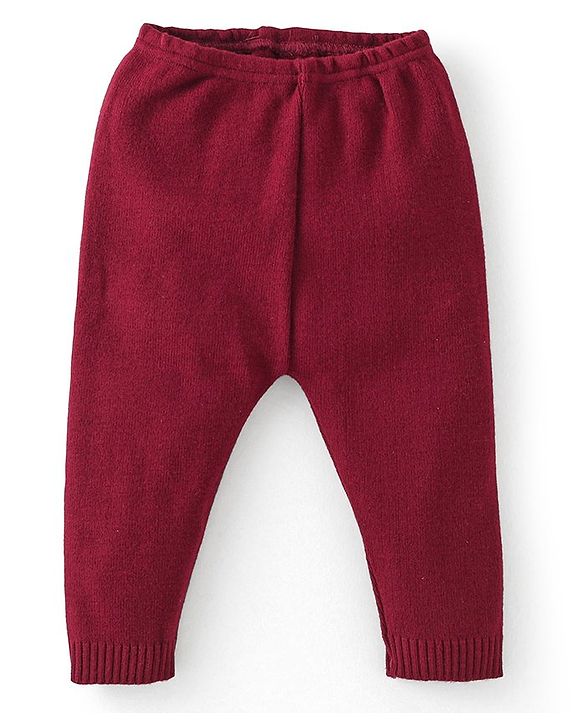 Babyhug Knit Full Sleeves Sweater Set Damask Design - Maroon
