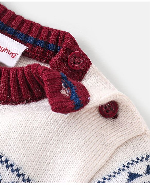 Babyhug Knit Full Sleeves Sweater Set Damask Design - Maroon