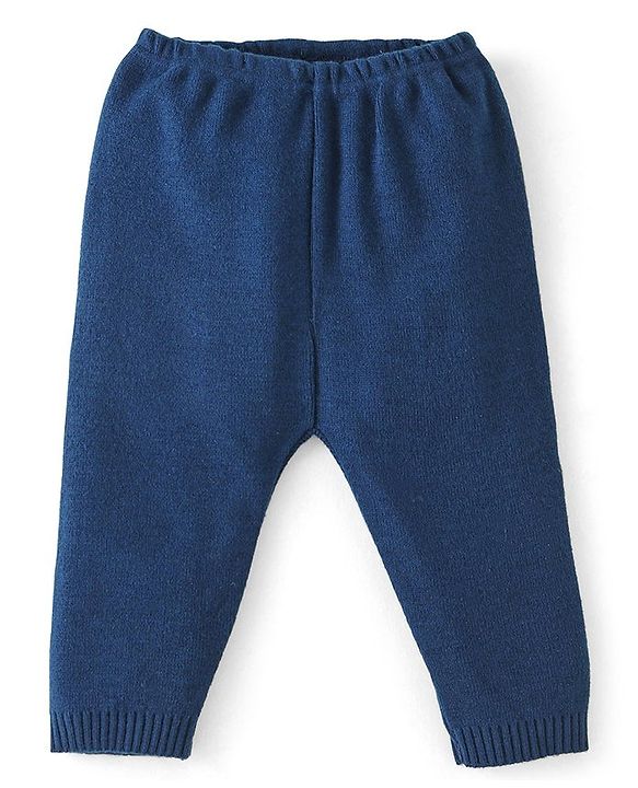Babyhug Knit Full Sleeves Sweater Set Argyl Design - Navy Blue