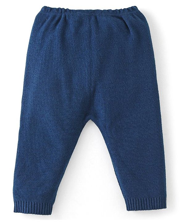 Babyhug Knit Full Sleeves Sweater Set Argyl Design - Navy Blue