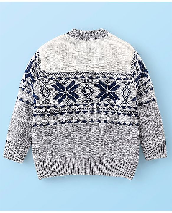 Babyhug Cotton Knit Full Sleeves Sweater Set Cable Knit Design- Grey