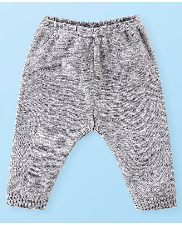 Babyhug Cotton Knit Full Sleeves Sweater Set Cable Knit Design- Grey