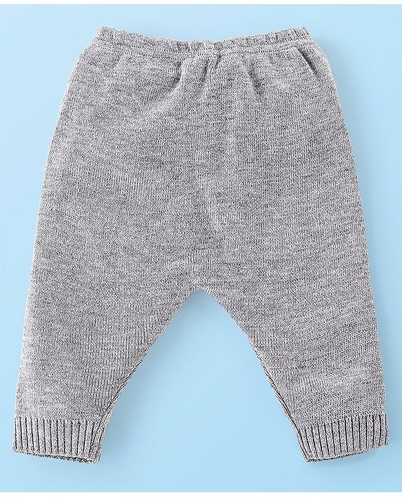 Babyhug Cotton Knit Full Sleeves Sweater Set Cable Knit Design- Grey