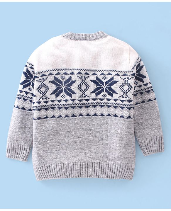 Babyhug Cotton Knit Full Sleeves Sweater Set Cable Knit Design- Grey