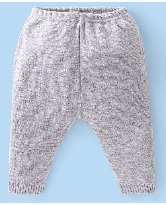 Babyhug Cotton Knit Full Sleeves Sweater Set Cable Knit Design- Grey