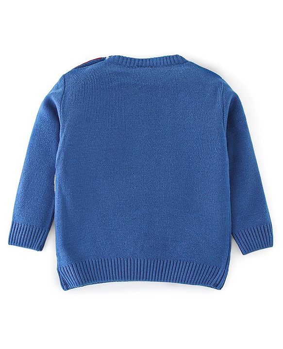 Babyhug Knit Full Sleeves Sweater Set Checks Design - Red & Blue