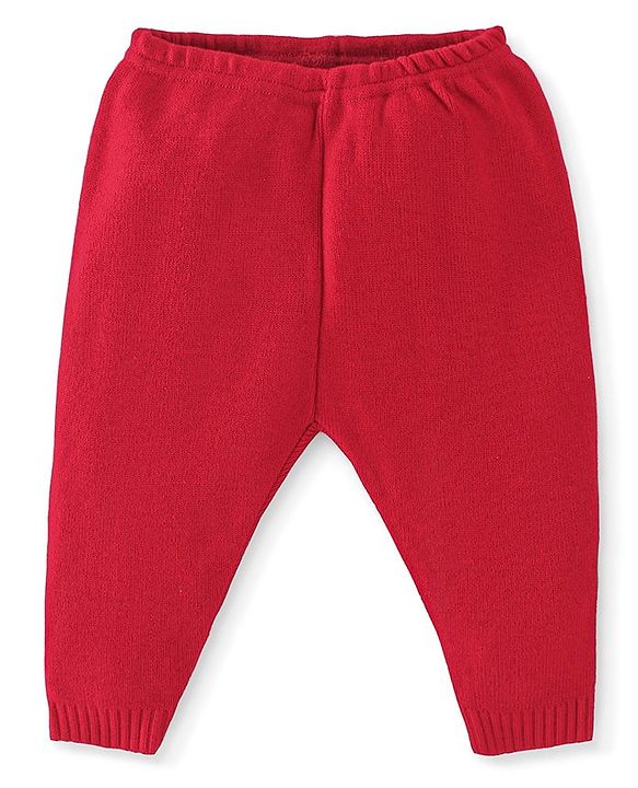 Babyhug Knit Full Sleeves Sweater Set Checks Design - Red & Blue