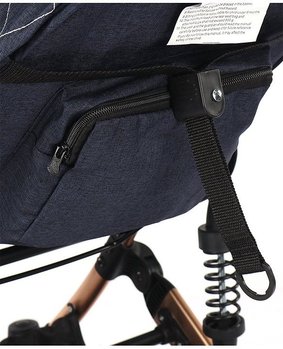 Babyhug Majestic Stroller Cum Carry Cot With Canopy - Blue Checked