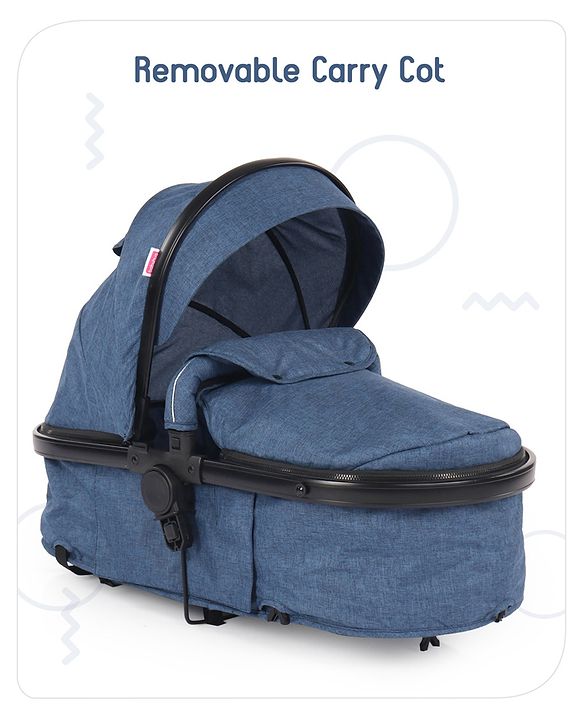 Babyhug Majestic Stroller Cum Carry Cot With Canopy - Royal Blue