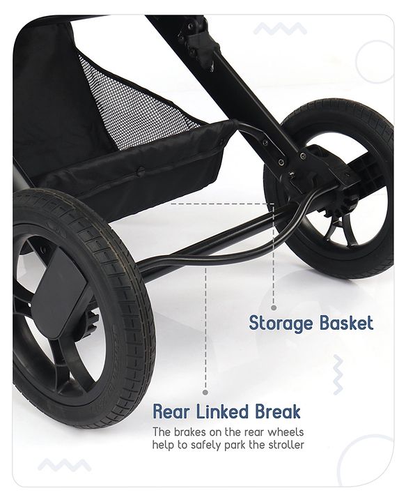 Babyhug Majestic Stroller Cum Carry Cot With Canopy - Royal Blue