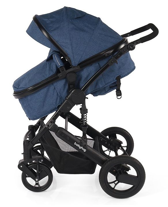 Babyhug Majestic Stroller Cum Carry Cot With Canopy - Royal Blue