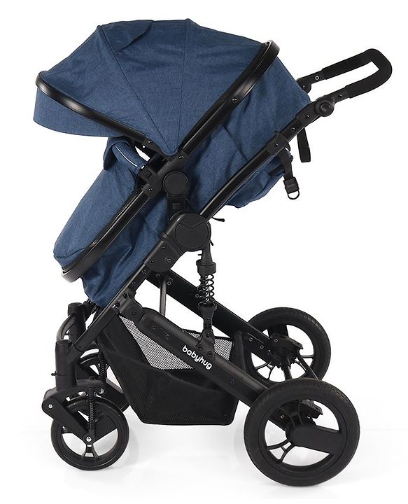Babyhug Majestic Stroller Cum Carry Cot With Canopy - Royal Blue