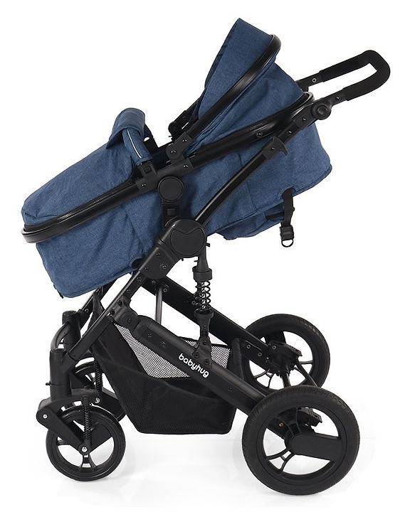 Babyhug Majestic Stroller Cum Carry Cot With Canopy - Royal Blue