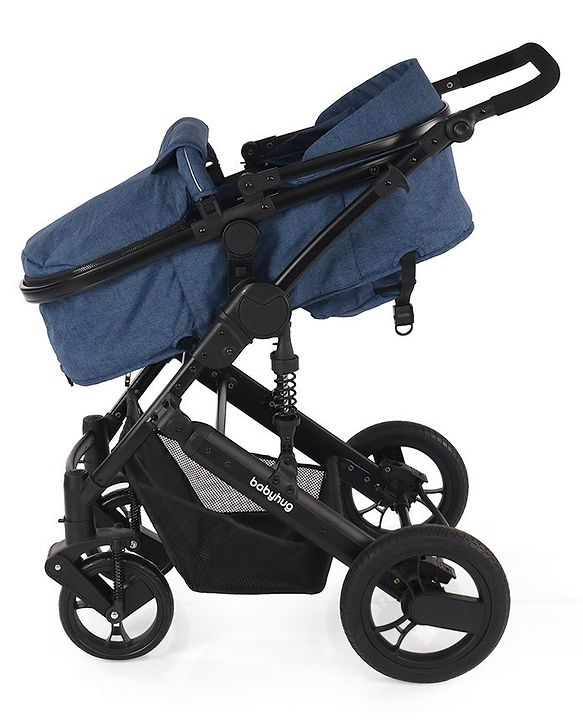 Babyhug Majestic Stroller Cum Carry Cot With Canopy - Royal Blue