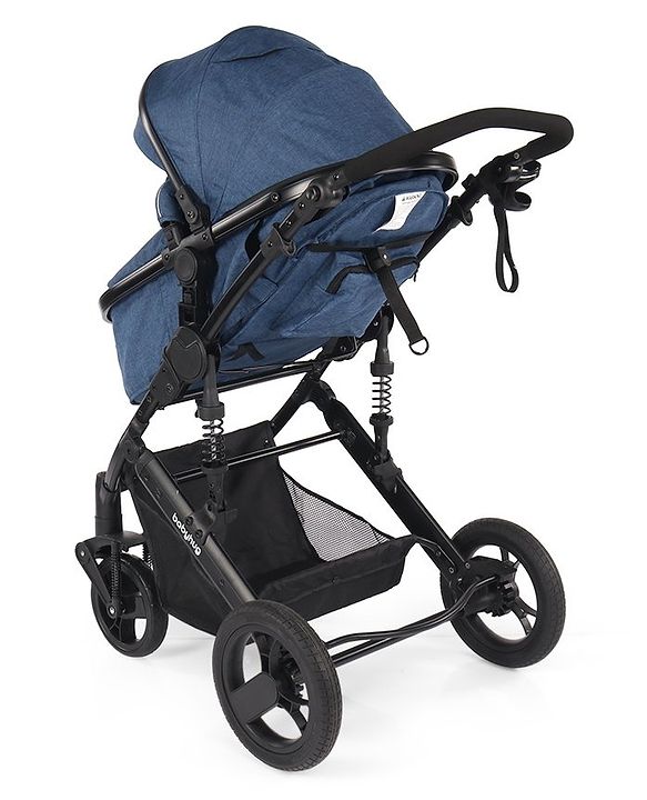 Babyhug Majestic Stroller Cum Carry Cot With Canopy - Royal Blue