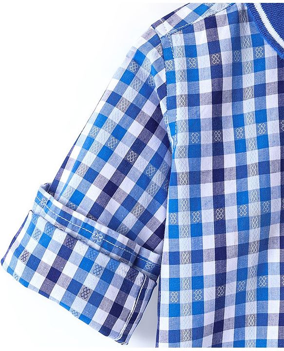 Babyhug 100% Cotton Full Sleeves Check Shirt - Blue