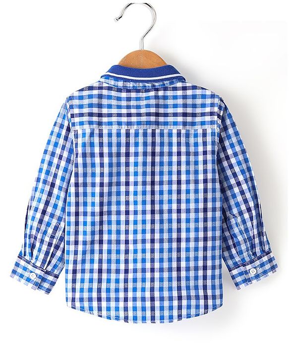 Babyhug 100% Cotton Full Sleeves Check Shirt - Blue