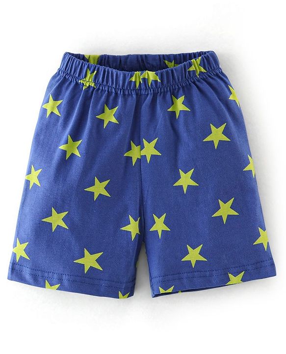 Babyhug Cotton Half Sleeves Night Suit Stars Print- Blue